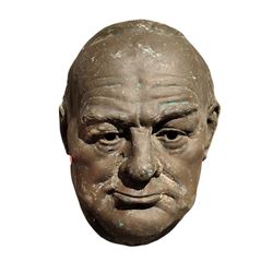 Composite cast head of Sir Winston Churchill, H28cm