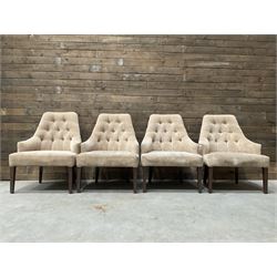 4 x armchair, upholstered in buttoned back beige fabric