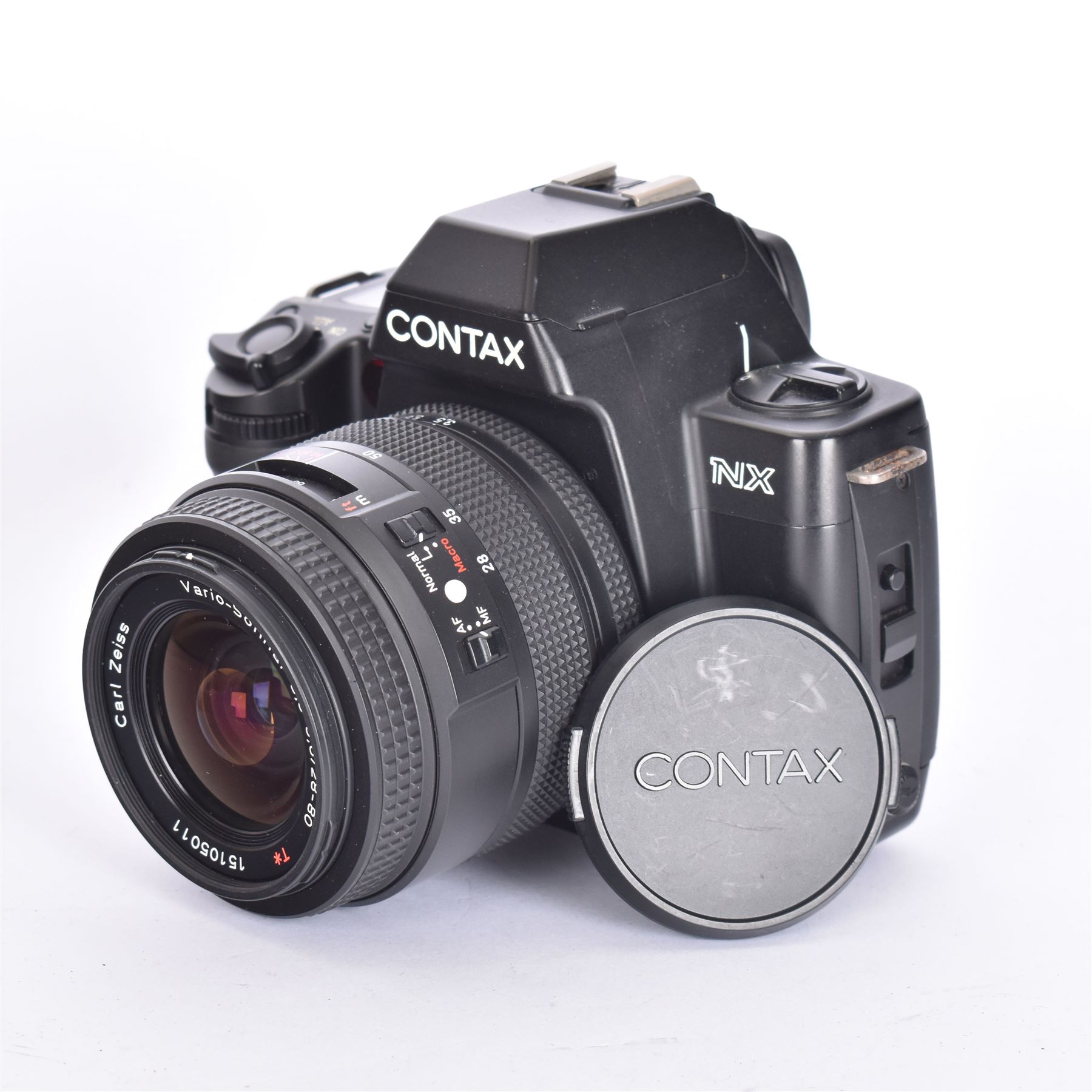 Contax NX SLR camera serial no. 007439, with a Carl Zeiss Vario-Sonnar 3.5-5.6/28-80 T* lens serial no. 15105011