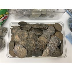 Approximately 200 grams of Great British pre 1947 silver coins including shillings, florins etc, pre-decimal pennies and other coinage