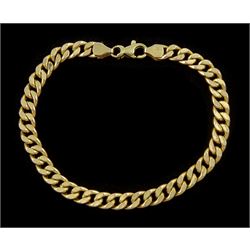 10ct gold flattened curb link chain bracelet, stamped 10K