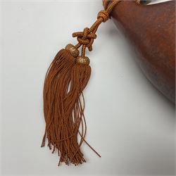 Japanese sagemono, made from a gourd with stopper and tasseled cord, H30cm 