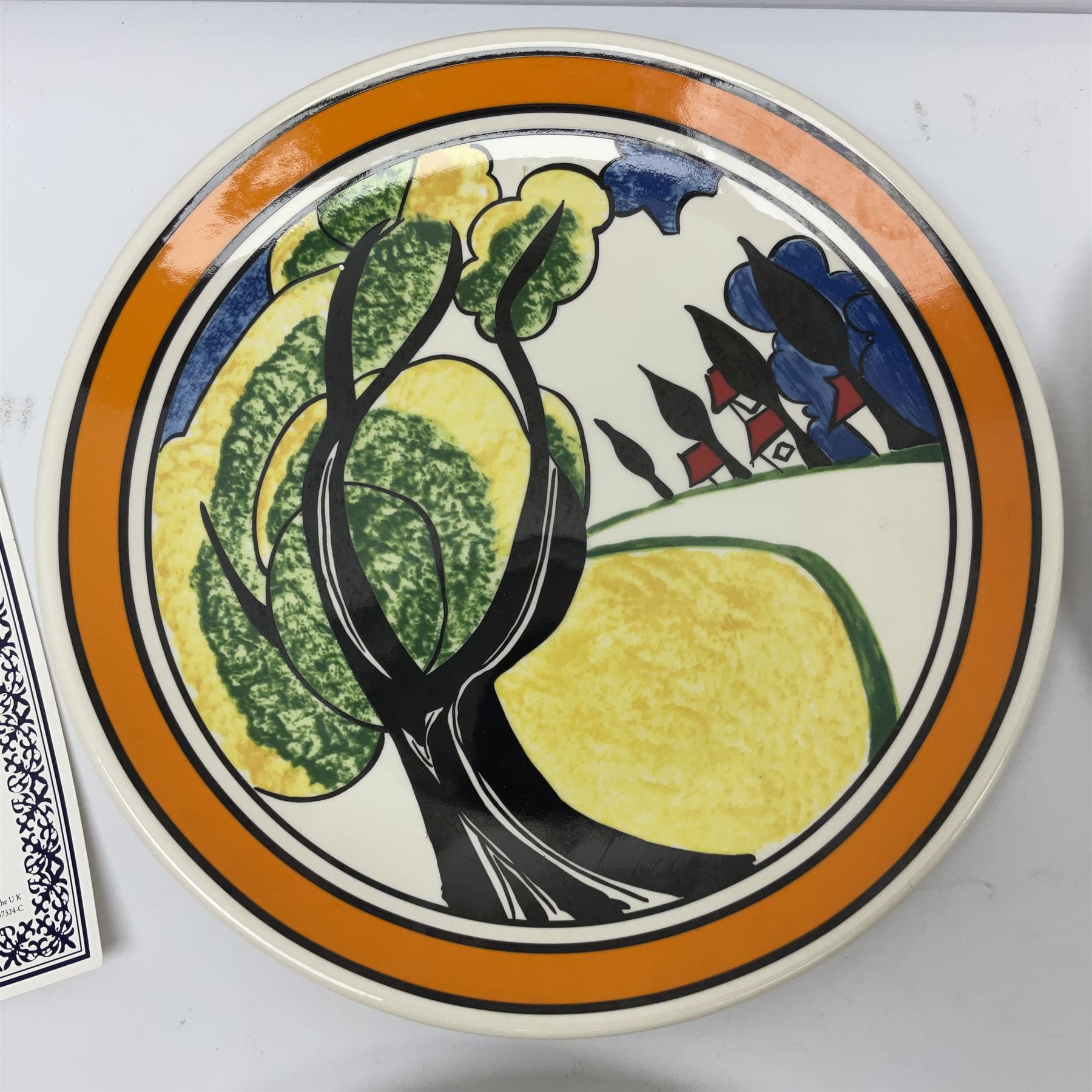 Four Clarice Cliff Wedgwood limited edition plates, comprising Orange Erin, Blue Firs, Solitude and May Avenue, all with certificate and box, D26cm