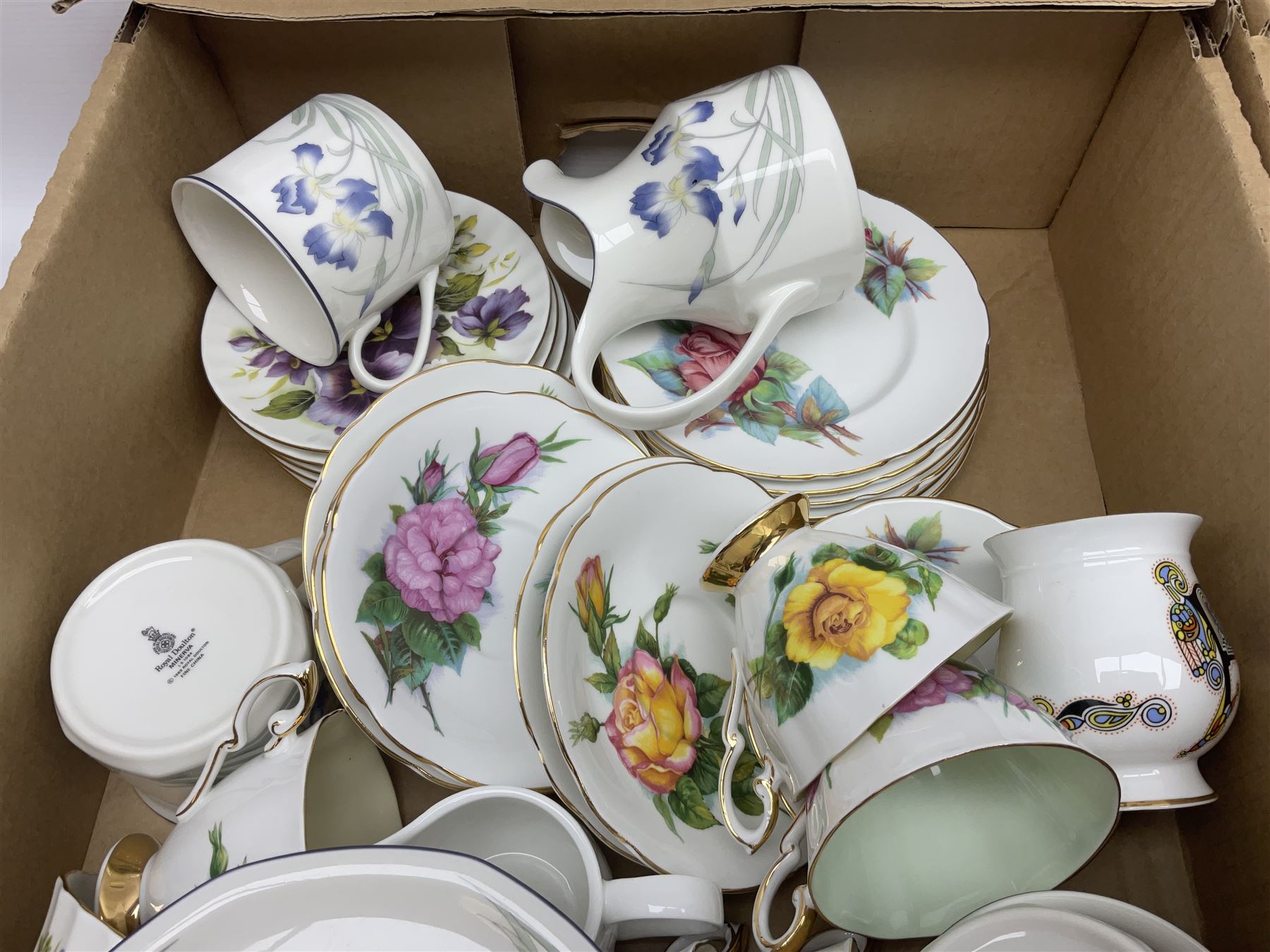 Royal Doulton Minerva pattern tea wares, together with Paragon, Queen Anne, Duchess, etc tea wares, in three boxes