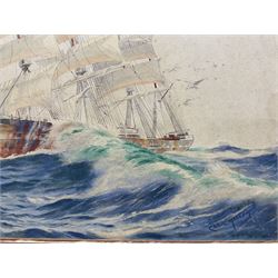 Cecil Hallam (British 20th Century): ‘Naomi’ Schooner, watercolour signed, titled verso 30cm x 48cm 