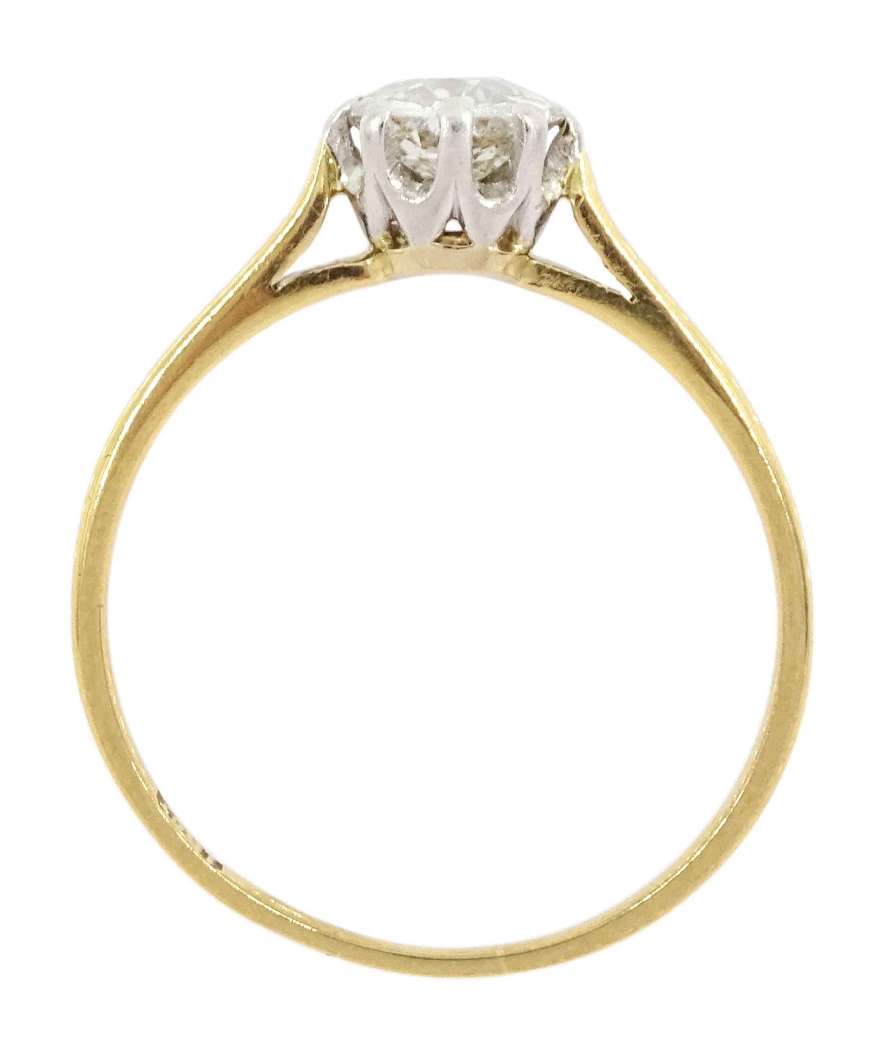 18ct gold single stone old cut diamond ring, diamond approx 0.65 carat