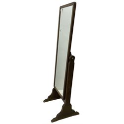 20th century oak framed cheval mirror