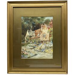 Thomas Coxon (British 20th Century): 'Abbots Harbour - East Marton', watercolour signed titled and dated '08, 37cm x 49cm; MS (British 19th Century): Little Cottage Garden, watercolour signed with initials and dated 1913, 28cm x 21cm (2)