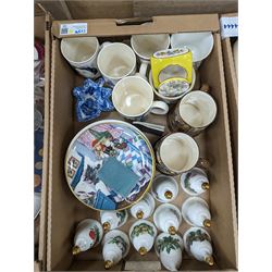 Spode Italian pattern leaf dish, together with Danbury Mint collectors bells, mugs, collectors plates etc in five boxes 