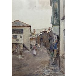 Arthur Netherwood (British 1864-1930): Coastal Village, watercolour signed 51cm x 36cm 