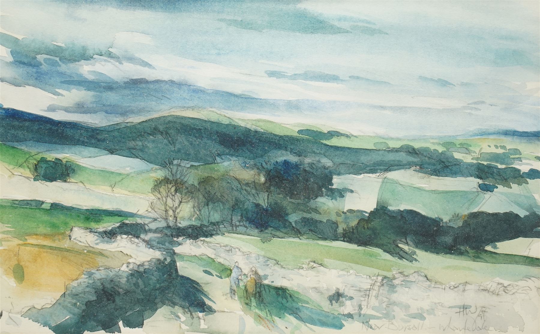 Harold Wharfe (Yorkshire 20th century): Wharfedale and Winter at Burniston, pair watercolours signed and inscribed 23cm x 35cm (2)