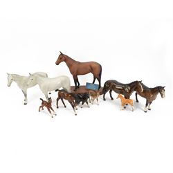 Group of Beswick horse and donkey figures, including Connoisseur Model Mill Reef, Shetland...