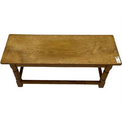 Yorkshire Oak - oak coffee table, rectangular top on octagonal supports, united by plain stretchers 