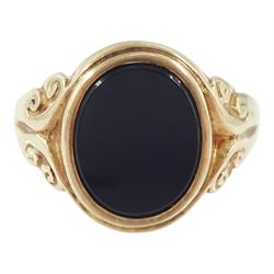 9ct gold single stone black onyx signet ring, hallmarked