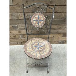 Mosaique circular garden table and four chairs