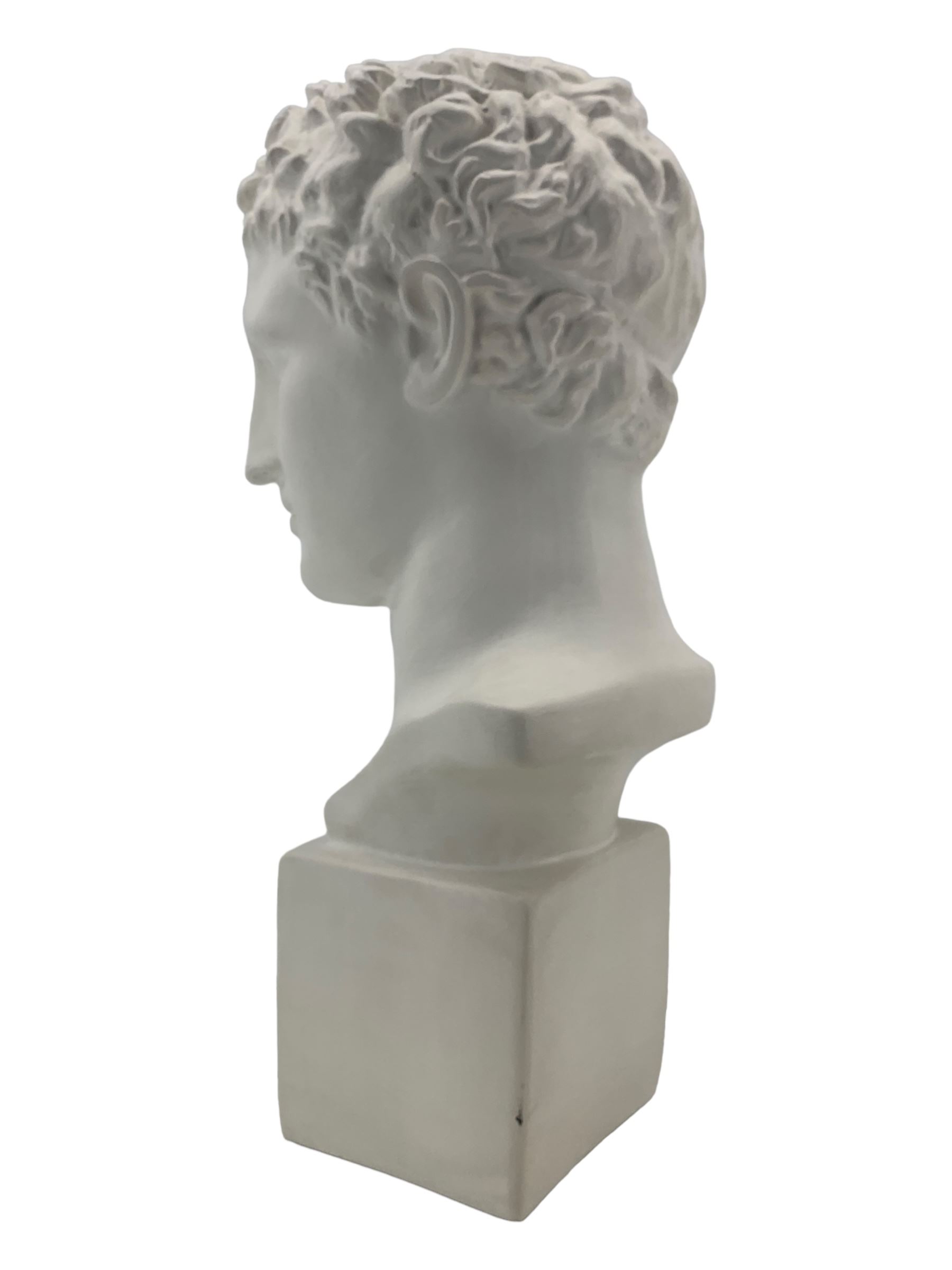 Large plaster classical bust, on integral square plinth, H61cm 