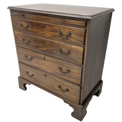 George III mahogany bachelor's chest, moulded rectangular top over slide and four graduating drawers, on bracket feet