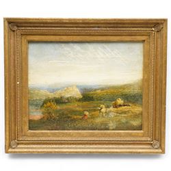 Continental School (19th Century): Haymaking on the Hills, oil on board unsigned 27cm x 35cm