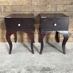 Pair of rosewood finish bedside chests