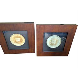 Pair of framed Chinese stoneware plates