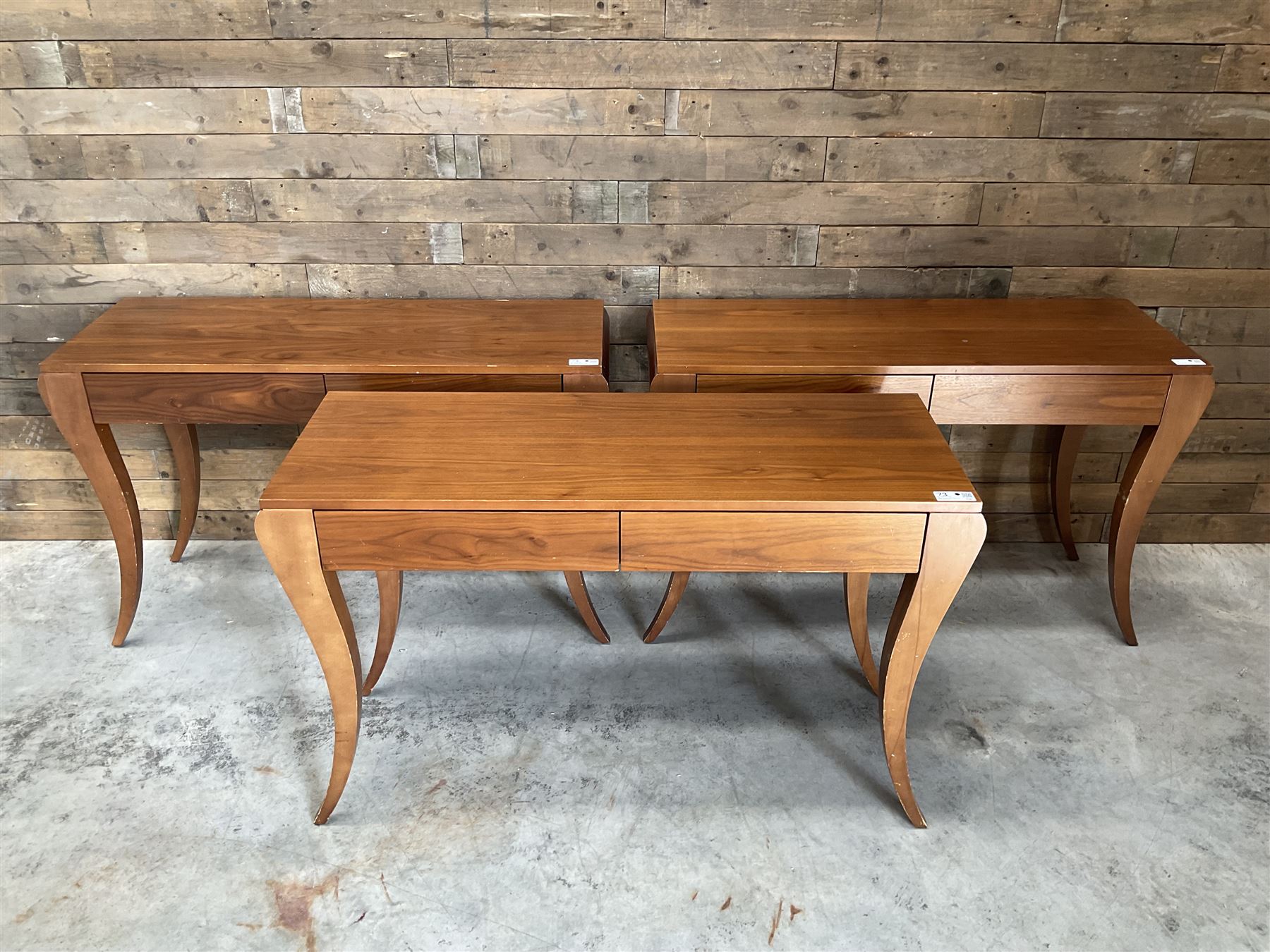 3 x walnut console dressing table with two soft-close drawers