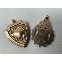 Two early 20th century 9ct rose gold fobs, both hallmarked 