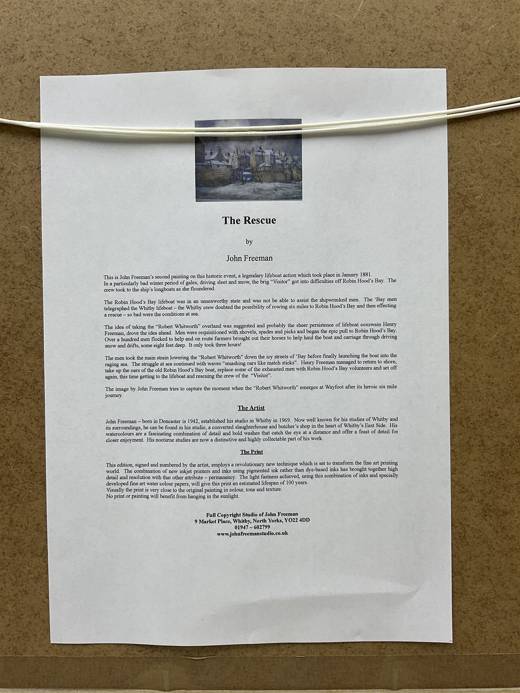 John Freeman (British 1942-): 'The Rescue - Robin Hood's Bay' and 'HMS Victory - Portsmouth', two prints signed, one numbered 74/850 max 39cm x 52cm (2)