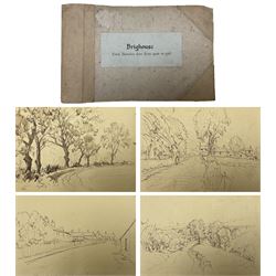 Albert Thomas Pile (British 1882-1981): 'Brighouse - Some Sketches done from 1946 to 1951', original sketchbook comprising approximately 35 pen and ink sketches, variously signed titled and dated, overall 21cm x 33cm