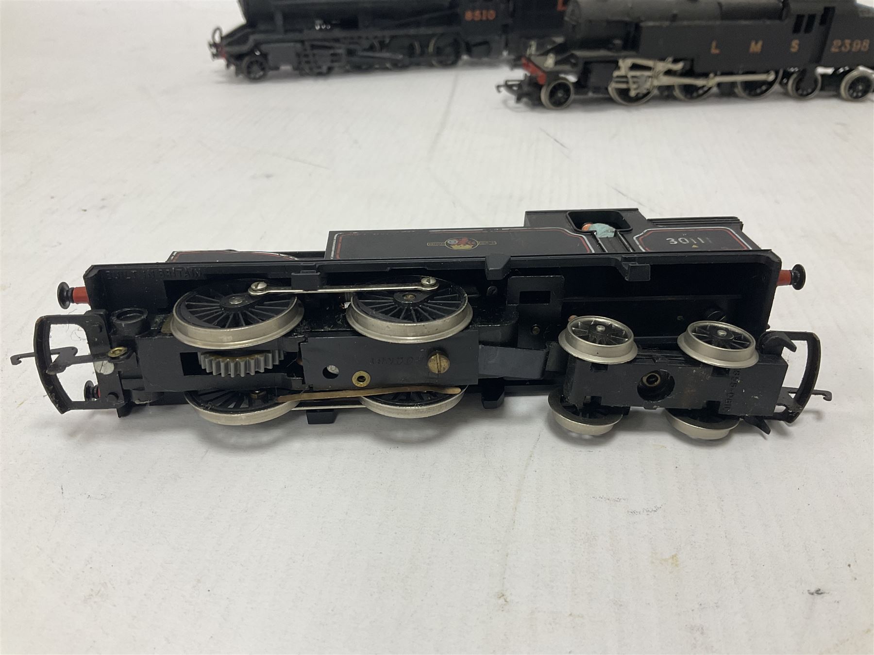 Hornby ‘00’ gauge - Class M7 0-4-0T locomotive no.30111 in BR black; Class 4P 2-6-4T locomotive no.42308 in BR black; Class 264 0-4-0ST ‘Monty’ locomotive no.16020 in LMS black; Class 4P 2-6-4T no.2398 in LMS black; Class 8F 2-8-0 locomotive no.851 in LMS black (5) 