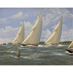 Michael J Whitehand (British 1941-): Yachts Passing the Buoy, oil on canvas signed 100cm x 125cm 
Provenance: private collection, purchased David Duggleby Ltd 16th March 2009 Lot 123