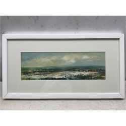 Peter Hodson (British Contemporary): Panoramic Ocean Views, three oils on board signed 12cm x 38cm (3)