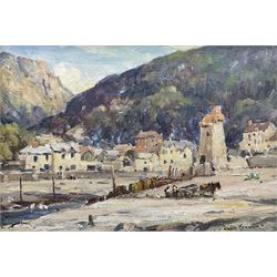 Owen Bowen (Staithes Group 1873-1967): 'Lynmouth before the Floods', oil on board signed, ...