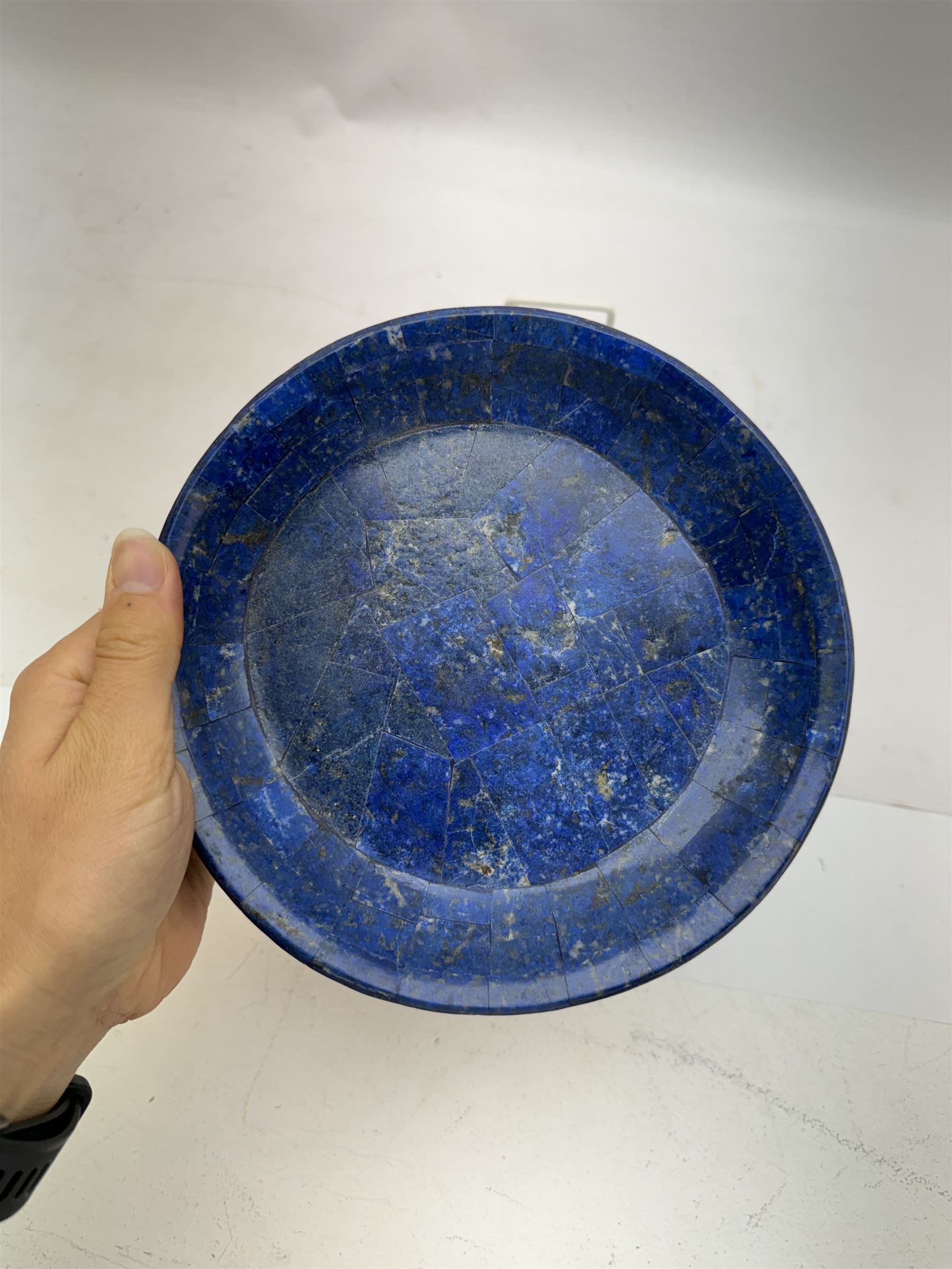 Lapis lazuli mosaic shallow dish, D18cm