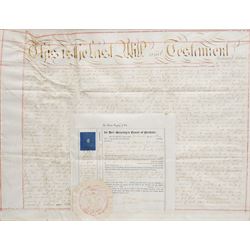 19th century indenture 'Last Will and Testament of Richard Hobson' of Crockey Hill, York t...