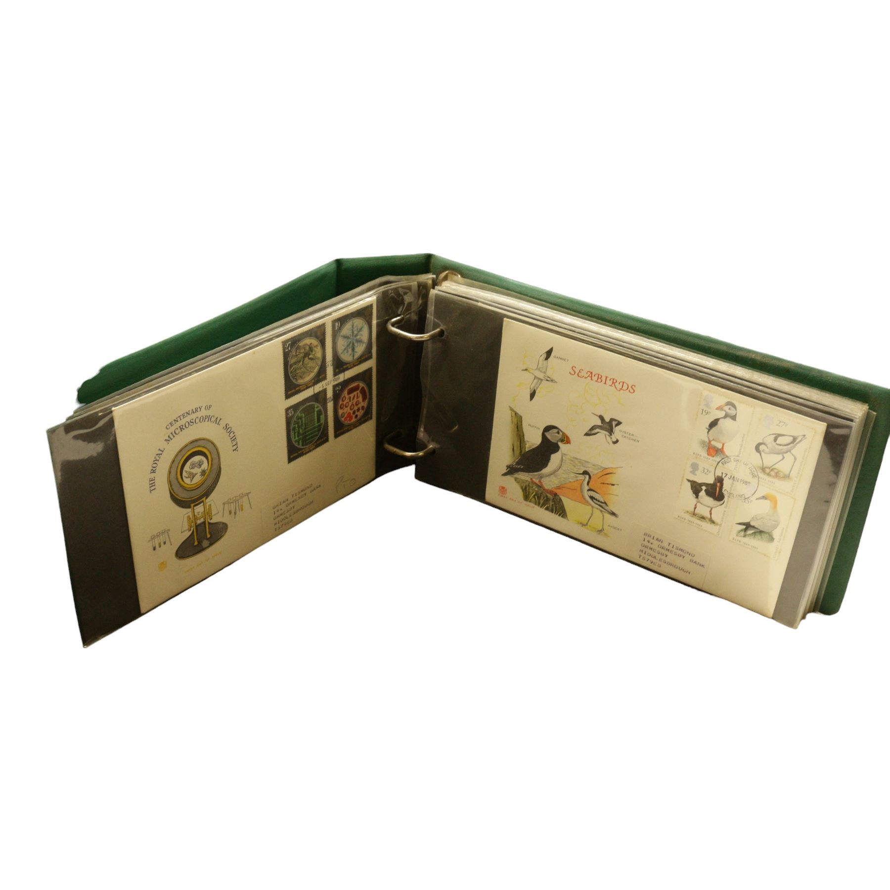 Mostly Great British stamps, including Queen Elizabeth II mint pre-decimal and decimal issues including commemorative fist class, various first covers some with special postcards many with printed addresses etc, housed in seven ring binder albums and loose, in one box