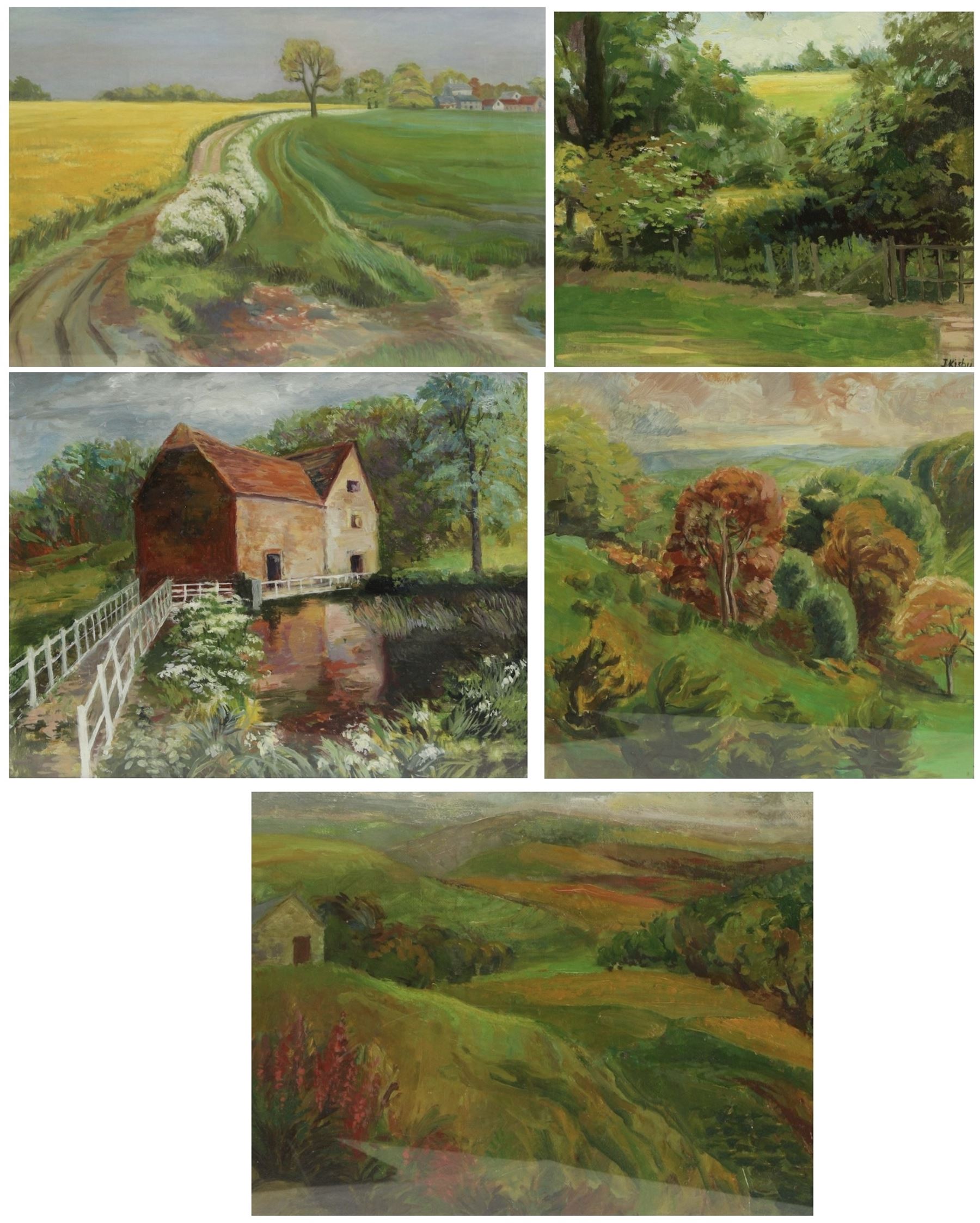 Joan Kisby (British 20th Century): Autumn Views, set of five oils on board variously signed max 49cm x 74cm (5)