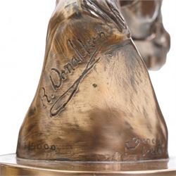 Bronze resin horse racing trophy by Doris Lindsey in the form of horse's head, two others by Robert Donaldson, various others and a number of plated challenge cups, variously engraved 