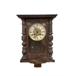 Two oak wall clock cases and two wall clocks