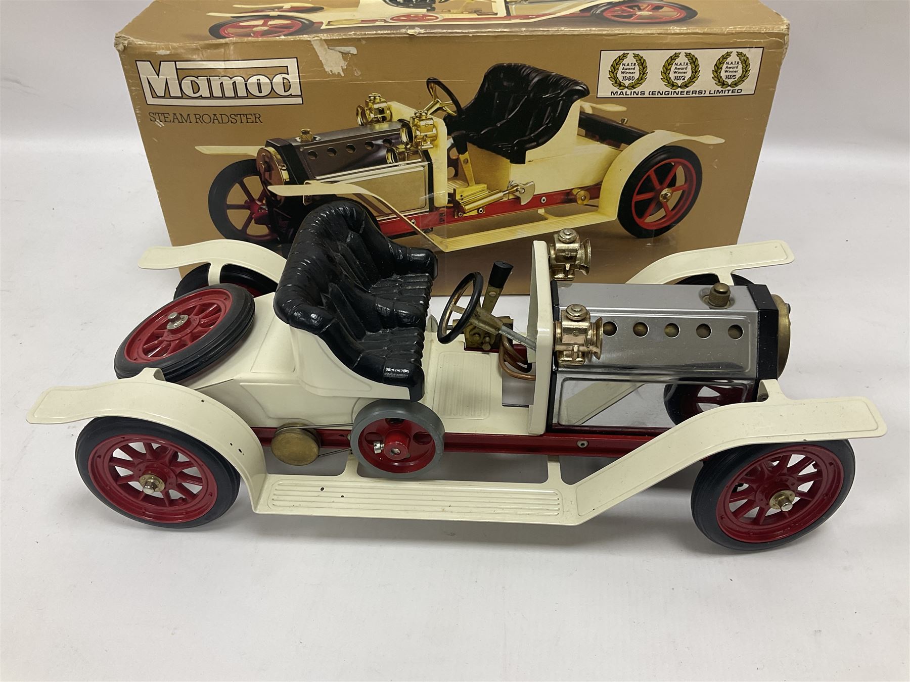 Mamod SA1 ‘Steam Roaster’ live steam car in cream and red, with original box 