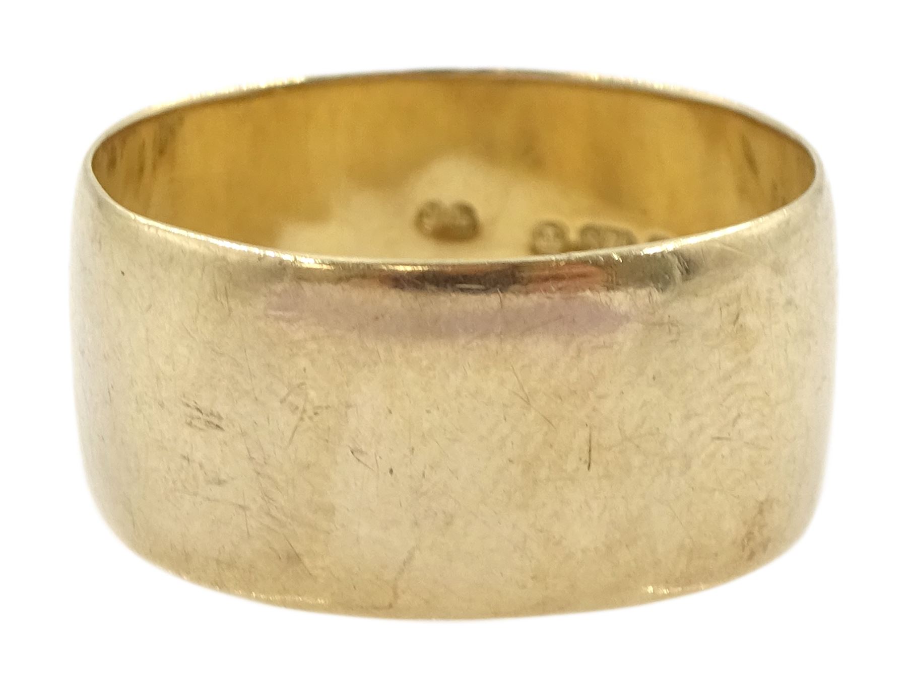 9ct gold wide wedding band, London 1979