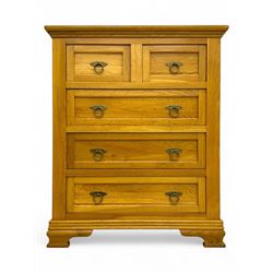 Frank Hudson - contemporary light oak chest, rectangular moulded top over two short and th...