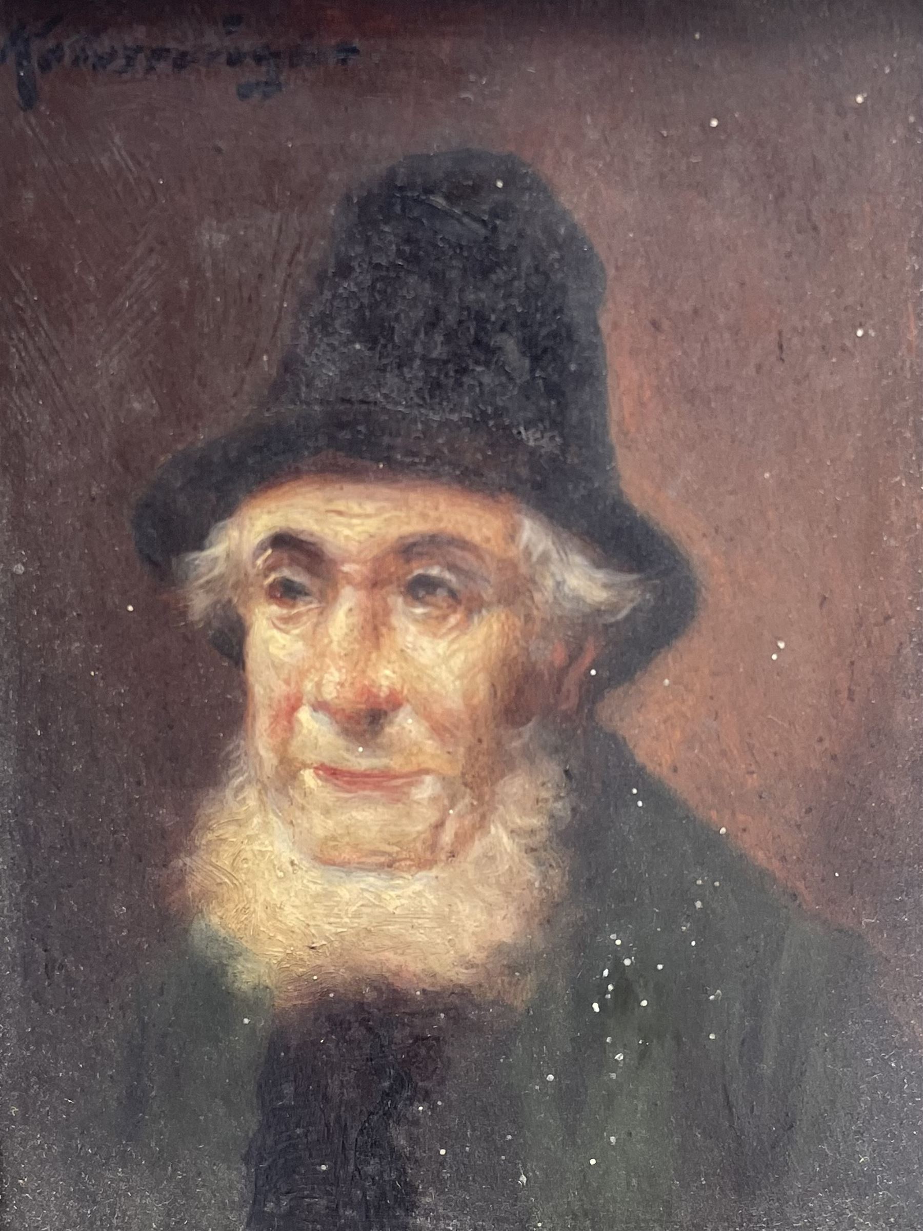 Continental School (19th/Early 20th century): Portrait of a Gentleman with Beard and Hat, oil on board indistinctly signed 12cm x 9cm