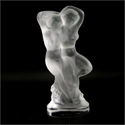 Lalique crystal group 'Le Faune' modelled as Pan and Diana embracing, signed Lalique, France, H14cm 