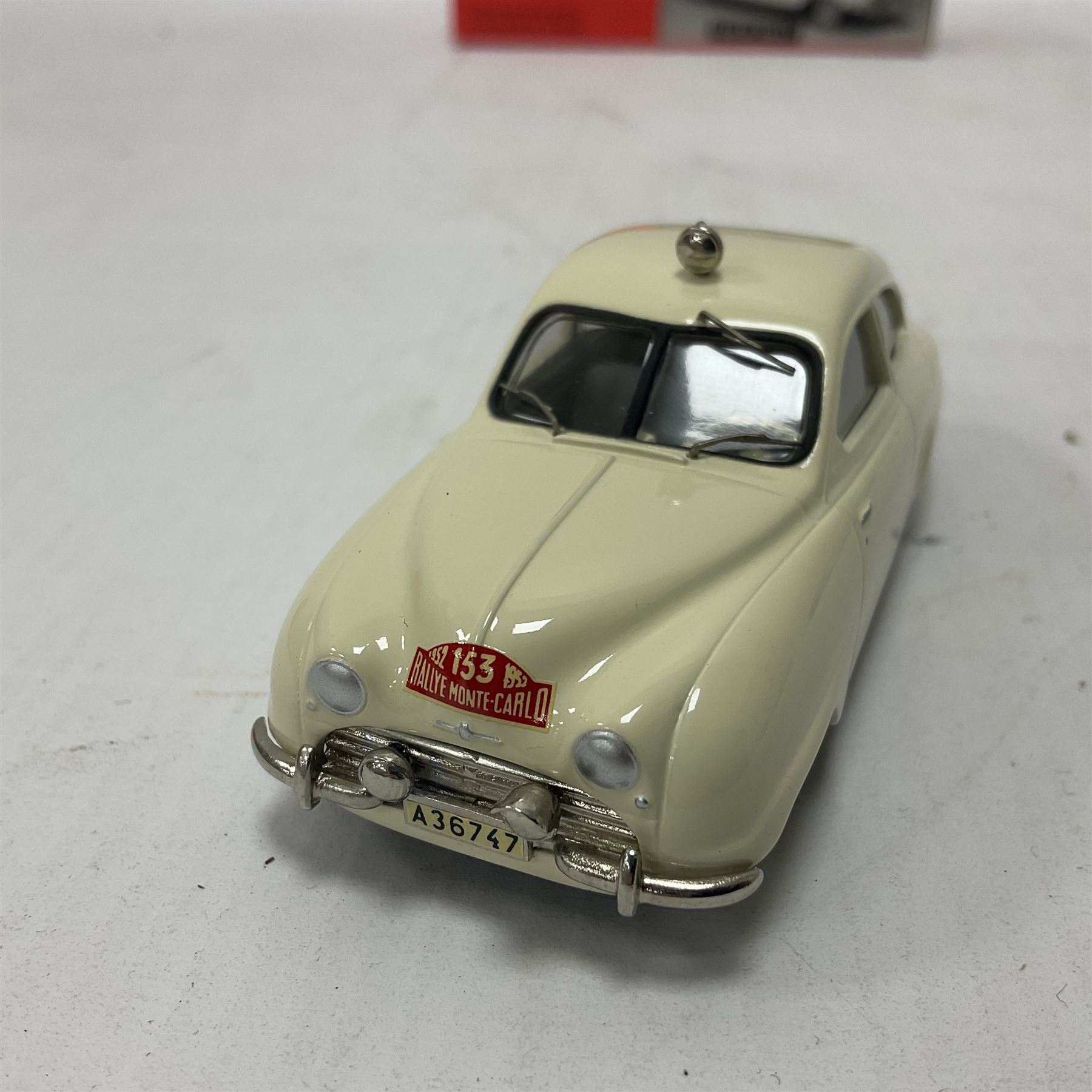 Somerville Models - three 1:43 scale die-cast vehicles comprising Volvo Amazon no.124, SAAB 92 ‘Rally’ 1950 no.119A, and Fordson 5CWT Van ‘Prontaprint’; in original boxes 