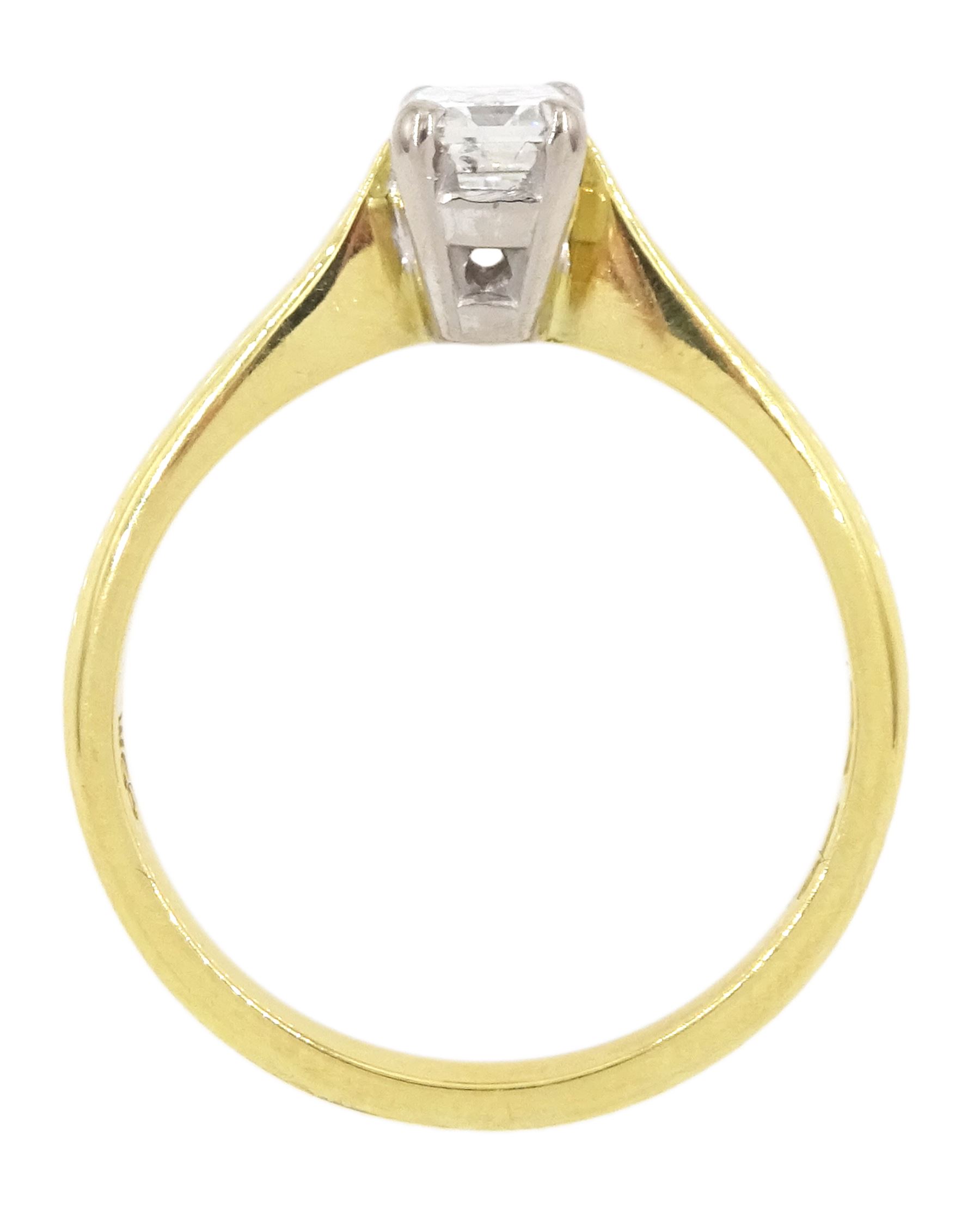 18ct gold single stone emerald cut diamond ring, hallmarked, diamond approx 0.60 carat