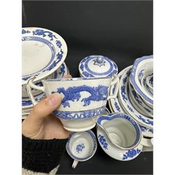 Extensive tea and dinner service of Booths and Cauldon dragon pattern, including, teapots, coffee pots, jugs, toast racks, bowls, dinner plates, platters, soup tureen etc 