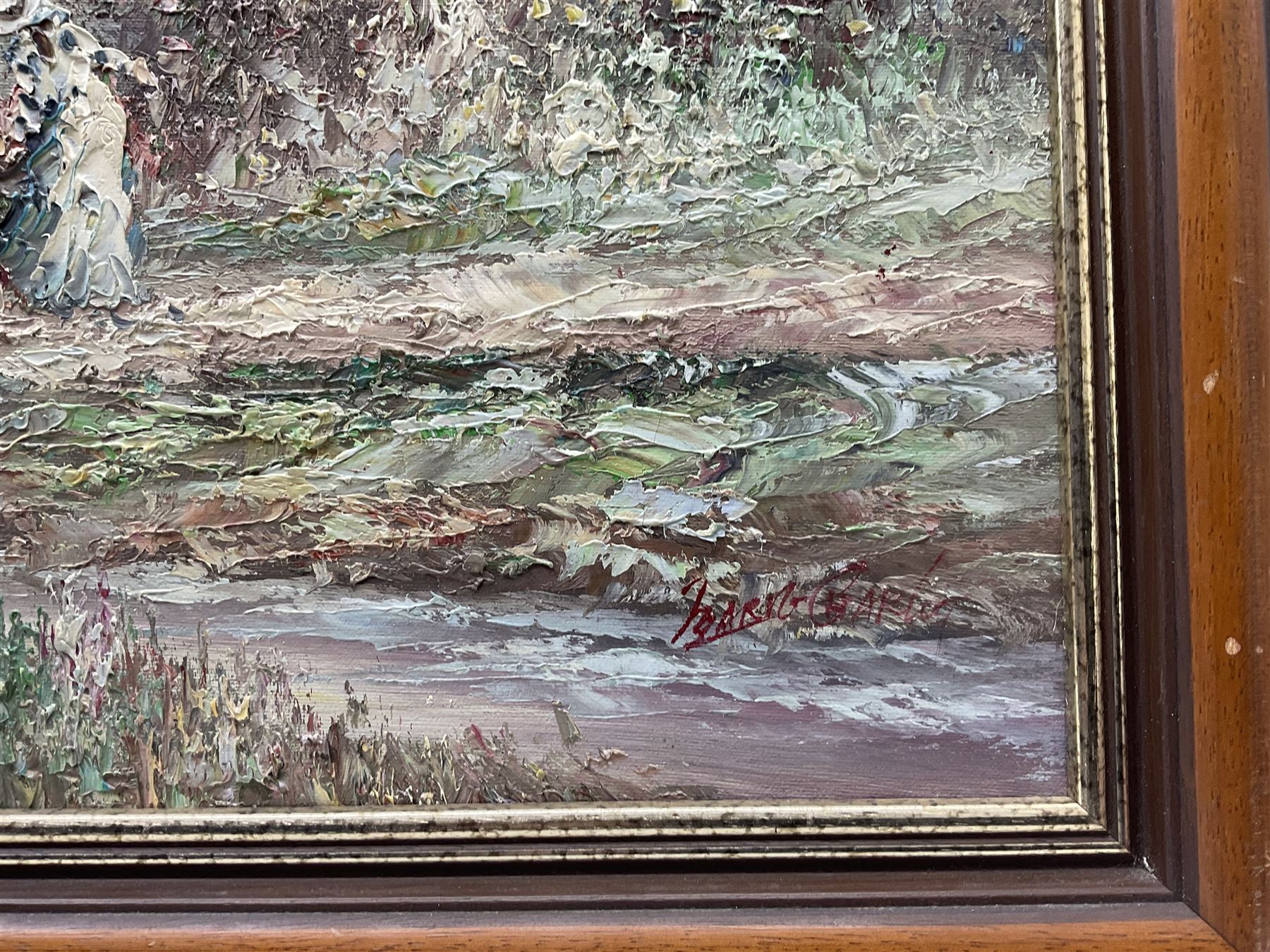 Continental School (Mid 20th Century) Ships at Full Sail, three oils by different hands signed F Daniels, Ambrose and M Unger together with an indistinctly signed impressionist landscape max 59cm x 90cm (4)