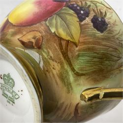 Pair Aynsley Orchard Gold pattern teacups and saucers with gilt interior 