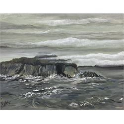 Paula Seller (Northern British Contemporary): 'Low Cloud at Staffa - Fingal's Cave', acryl...