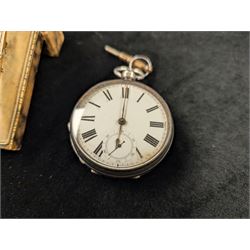 Early 20th century 9ct gold seed pearl brooch and a Victorian silver open face pocket watch by Waltham Mass, Birmingham 1887